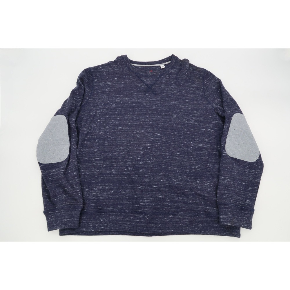 Robert Graham Pullover Mens 2XL Heather Navy Elbow Patch Crewneck Designer XXL